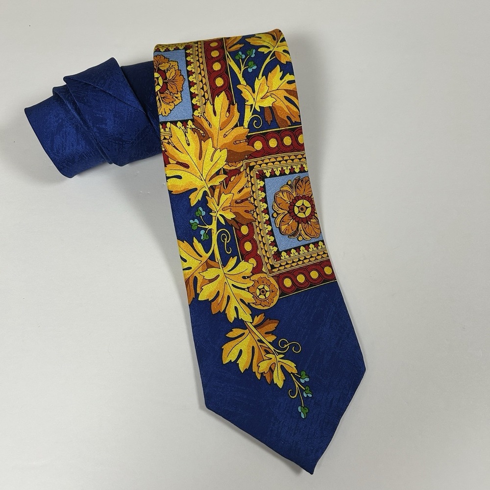 VTG Rush Limbaugh No Boundaries Collection 100% SILK Tie Made in USA Blue Gold